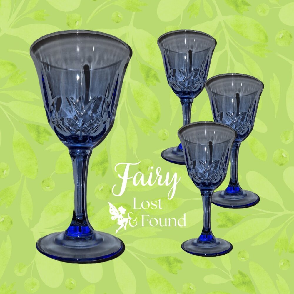 4 Avon American Blue Water Glasses - Light Blue